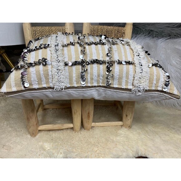 Vintage Moroccan Wedding Blanket Pillow Berber Handira 03YS00353 - Picture 8 of 10